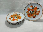 Jogo de 6 pratos rasos em porcelana Real floral. Medindo 24cm de diâmetro.