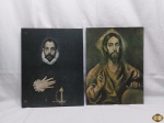 Lote de 2 quadros decorativos em madeira com colagem. Medindo 45cm x 35cm.