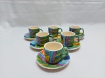 Jogo de 6 xícaras de café em porcelana Weiss com policromia.