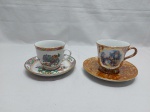 Jogo de 2 xícaras de chá em porcelana para colecionador. Medindo o maior 8cm de altura.