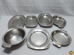 Baixela com 9 peças em aço inox Fracalanza com acabamento em relevo. Composto de 2 travessas retangulares rasa, 3 retangulares funda, 1 oval funda, 2 redondas rasa, 1 redonda funda.