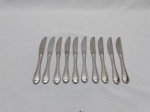 Jogo de 10 facas de sobremesa em aço inox Tramontina. Medindo 18,5cm de comprimento.