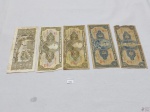 Lote de 5 cédulas nacionais diversas.
