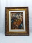 Quadro com óleo sobre tela com moldura em madeira, retratando o quadro Pentecostes. Medindo a moldura 68cm x 57cm.