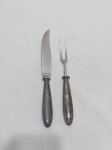Par de talher de servir em prata 90 Wolff, modelo lacinho. Medindo a faca 27,5cm de comprimento.