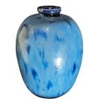 Vaso em cerâmica oriental cor azul matizado - 22 cm de altura