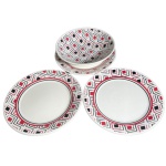 Conjunto de porcelana- Oxford- 3 pratos rasos 24 cm de diâmetro- 1 recipiente de servir 23 cm de diâmetro