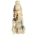 Escultura representando guerreiro esculpido a mão de pedra do Peru, abrituido a MOCHICAS  - 26 cm de altura