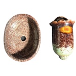 Duas peças de cerâmica chinesa celadon - 15 cm comprimento