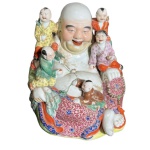 Grande Buda da felicidade em porcelana chinesa - 32 cm de altura - obs: no estado