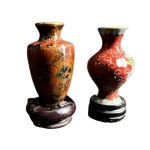 Dois de vasos em cloisonne - altura com a base 7 cm E altura sem a base 5,5 cm