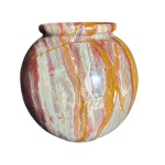 CHINA - Vaso de pedra onix, esculpido a mão em forma de esfera, varios matizes de rajados em diversas cores  - altura 26 cm e diâmetro da boca 15 cm