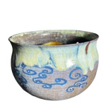 Antigo Incensário chines de cerâmica pintado à mão - altura 18 cm e diâmetro da boca 24 cm