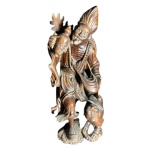 Escultura em madeira RAIZ DE ROSEIRA  representando Buda  séc. XVIII - 33 cm de altura