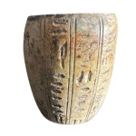 Antigo almofariz encontrado na Núbia África em pedra calcária para fabricação de porções farmacológicas - altura 7 cm