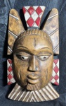 Antiga máscara africana de Gana em madeira - 34x19 cm