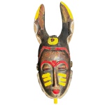 Antiga máscara tribal africana de Benin em madeira séc. XIX - 44x16 cm