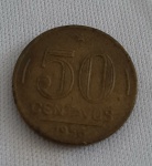 Moeda 50 centavos em aluminio - bronze -1956 -Eurico Dutra