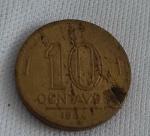 Moeda de 10 centavos em aluminio - bronze - Getúlio Vargas - 1944.