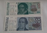 Duas cédulas  Soberbas, Republica Argentina, Un Austral, Diez Australes.