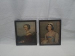 Lote de 2 gravuras de damas antigas N.Y.G.S. 1936. Medindo 18,5cm x 15,5cm.