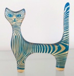 ABRAHAM PALATNIK – Escultura cinética representando gato em resina de poliéster de manufatura Abraham Palatnik. Medindo 20 cm de altura por 18 cm de comprimento. 