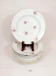Jogo de 9 pratos Massas em porcelana real decorado flores. Medida: 23 cm diametro