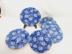 Jogo de 6 pratos  rasos porcelana floral azul e branca japonesa . Medida 20 cm de diametro