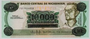 Numismática, INTERNACIONAL. Uma Cédula da Nicarágua. Vide Foto.