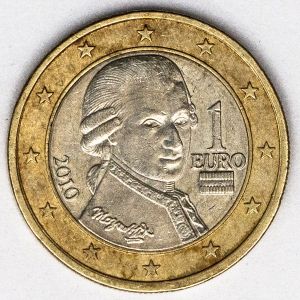 Numismática, INTERNACIONAL. Uma Moeda Um Euro Áustria. Vide Foto.