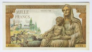Numismática, FRANÇA. 1000 FRANCS 1941 