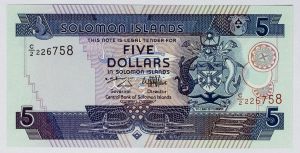 Numismática, SOLOMON ISLANDS. 5 DOLLARS 