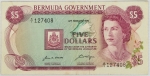 Numismática, Bermuda. Cédula de 5 Dollars 1970. P-24 MBC+