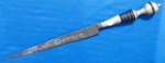 3 - FACA REGIONAL NORDESTE BRASIL - AO MODO FACA DE PONTA - COMPRIMENTO TOTAL 28 CM , LÂMINA  18 CM - AÇO CARBONO - BOTÃO REDONDO - EMPUNHADURA EM ANÉIS DE CHIFRE, E METAL