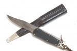 RARA FACA BOWIE DOBRÁVEL, OTHELLO, ANTON WINGEN JR SOLINGEN, GERMANY, COMPRIMENTO ABERTA 31,5 CM, LÂMINA COM 20 CM, FORNITURA EM ALPCA, CAVO COM DELICADO ZIGRINADO EM CHIFRE, SISTEMA DE ABERTURA POR TRAVA, BAINHAORIGINAL