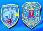 28 - GUARDA MUNICIPAL DE CURITIBA  - PATCH - ESCUDO/BRASÃO BORDADO - 6,5 X 9  CM + POLÍCIA MILITAR DO ESPÍRITO SANTO - ESCUDO/BRASÃO - 6 X 6,5 CM