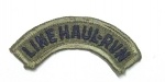 U.S. ARMY SHOULDER SLEEVE INSIGNIA, TAB, LINE HAUL - RVN, GUIA DE TRANSPORTE DE LINHA, VIETNAM, 7 X 1,5 CM