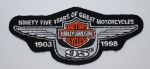 PATCHE, BORDADO BRASÃO, HARLEY DAVIDSON MOTOR CICLES, NINETY FIVE YEARS, 1903/1998