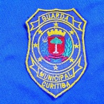 INSIGNIA DE BRAÇO, PATCHE,  GUARDA MUNCIPAL DE CURITIBA, BORDADO, 6 X 8,5 CM