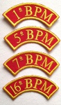 1  INSIGNIAS DE BRAÇO, IDENTIFICAÇÃO UNIDADE POLICIAL MILITAR, BATALHÕES, 4 UNIDADES