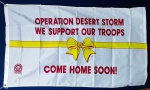 GUERRA DO GOLFO - BANDEIRA PATRIÓTICA - DESERT STORM  - GUERRA DO GOLFO 87 X 1,49 - OPERATION DESER STORM - WE SUPPORT OUR TROOPS - COME HOME SOON - FACE ÚNICA - TECIDO SINTÉTICO