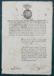 4 - CAMPANHA CISPLATINA -  SEBASTIAN PINTO DE ARAUJO CORREA, HIDALGO DA CASA REAL, ALCALDE MAYOR DE LA VILLA DE CAMIÑA GOBERNADOR DE LA PLAZA DE MONTEVIDEO - PASSAPORTE CONCEIDO DESDE MONTEVIDEO Á CINCO DE FEBRERO DE MIL OCHOCIOCENTOS  DIEZ Y NOVE -  20,4 X 30,5 CM - VERSO ANOTADO - EMBARCAÇÃO - TRIPULAÇÃO - CARGA