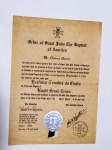 EUCLIDES ZENOBIO DA COSTA, DIPLOMA, ORDEM DE SÃO JOÃO BAPTISTA, GRAU GRAN CRUZ CAVALEIRO, 07/09/1956, DIPLOMA EM PERGAMINHO, ASSINADO PELO GOVERNADOR GERAL DA ORDEM, SELADO E CERTIFICADO