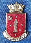 ANTIGO E RARO DISTINTIVO  DO BATALHÃO RIACHUELO DO CORPO DE FUZILEIROS NAVAIS  -  METÁLICO - 2,4 X 3,5 CM  - ALFINETE DE SEGURANÇA NO VERSO - FABRICANTE RANDAL