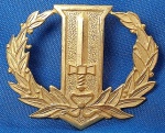 ANTIGA INSIGNIA -DISTINTIVO - EXÉRCITO BRASILEIRO - CURSO DE ALTOS ESTUDOS DA ESCOLA DE COMANDO E ESTADO MAIOR DO EXÉRCITO - 4,2 X 3,5 CM - ESTAMPADO FUNDIDO - FIXAÇÃO POR ALFINETE