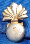 ANTIGA INSIGNIA -DISTINTIVO - EXÉRCITO BRASILEIRO - OFICIAL DE ARTILHARIA - 27 X 15 MM - ESTAMPADO FUNDIDO - FIXAÇÃO POR ALFINETE