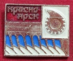 U.R.S.S. - UNIÃO SOVIÉTICA - PIN PATRIÓTICO - USINA HDRELÉTRICA DE KRANO YARSK 8a. MAIOR DO MUNDO