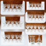 CHECOSLOVÁQUIA - Imponente e antigo aparelho de cristal da Bohemia, excepcional qualidade e manufatura, ricas lapidações nas hastes. Composto por 62 peças, sendo 10 taças para água, 10 taças para champanhe, 10 taças para vinho tinto, 10 taças para vinho do porto, 10 taças para vinho branco, 10 cálices para licor, 01 jarra e 01 decanter. Perfeito estado de conservação sem uso. Grande maioria possuem selos de manufatura. Maior taça mede 15 cm de altura x 08 cm da boca do bojo. Checoslováquia meados do Século XX.