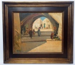 RENZO GORI (FLORENÇA, ITÁLIA 1901 - 1999, SÃO PAULO-SP) - Lindíssima pintura finamente executada em técnica á óleo sobre tela representando clássica e bela cena árabe. Assinada no C.I.E. e no verso da tela datada de 1977, mede 50 x 60 cm. Enquadrada em moldura de época em madeira nobre trabalhada medindo 75 x 85 cm. Bom estado de conservação. NOTA SOBRE O ARTISTA: ( 1911 - 1999 ) nasceu em florença, Itália. pintor e restaurador. Participou de diversos salões nacionais com premiações,muito apreciado pelos colecionadores de cenas árabes.Expôs no exterior desde 1936 (Marrocos, Rabat, Casablanca, Açores, Paris e outras) e no Brasil desde 1940 (Rio de Janeiro, BeloHorizonte, S. Paulo, Porto Alegre, Petrópolis e outras),sempre c/grande cobertura da imprensa. Foi companheiro do pintor italiano Dario Mecatti (1909 )" .- EXPOSIÇÕES INDIVIDUAIS- 1977 - São Paulo SP - Individual, no Centro Nacional de Arte (Cenarte)- 1977 - Brasília DF - Renzo Gori, na Itaugaleria . EXPOSIÇÕES COLETIVAS :- 1936 - Tetouan (Marrocos) - Mostra, na Galeria D´Art- 1937 - Rabat (Marrocos) - Mostra, no Salão L´Echo du Maroc- 1939 - Casablanca, Rabat, Fez e Meknes (Marrocos) - Mostra D´Art Sumica, na Galerie DArt e no Salão Conservatório de Música- 1939 - São Miguel (Açores) - Mostra, no ateliê do pintor Bernardo- 1940 - São Paulo SP - 7º Salão Paulista de Belas Artes, no Salão de Arte Almeida Júnior da - Prefeitura Municipal de São Paulo- 1940 - Rio de Janeiro RJ - Mostra, no Salão do Maitre Paul- 1940 - Belo Horizonte MG - Mostra, no Hall do Edifício Guimarães- 1940 - São Paulo SP - Mostra, na Casa e Jardim- 1941 - São Paulo SP - Salão da Rua Barão de Itapetininga- 1942 - São Paulo SP - Salão Uná da Casa Suíça- 1942 - São Paulo SP - 8º Salão Paulista de Belas Artes, na Galeria Prestes Maia- 1943 - São Paulo SP - 9º Salão Paulista de Belas Artes - medalha de bronze- 1944 - São Paulo SP - Salão da Rua Dom José de Barros, 324- 1945 - Petrópolis RJ - Salão Petrópolis- 1946 - São Paulo SP - Mostra, na Galeria de Arte Itá e Casa Suíça- 1949 - São Paulo SP - 15º Salão Paulista de Belas Artes, na Galeria Prestes Maia- 1975 - São Paulo SP - Mostra, na Galeria Domus- 1977 - Brasília DF - Mostra, no Banco Itaú de Brasília- 1978 - São Paulo SP - Mostra, em A Galeria- 1979 - São Paulo SP - Mostra da Sociarte- 2003 - São Paulo SP - Pintores do Litoral Paulista, na Sociarte