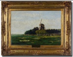 JACOB HENDRICUS MARIS (HAIA, PAÍSES BAIXOS, 1837-1899 KARLOV VARY, TCHÉQUIA) - ESCOLA DE HAIA - Preciosíssima e linda pintura finamente executada em técnica de óleo sobre placa de madeira, representando clássico motivo de moinho holandês. Mede 32 x 46 cm. Enquadrada em majestosa e bela moldura em madeira nobre antiga ricamente trabalhada, medindo 49 x 63 x 06 cm. NOTA SOBRE O ARTISTA: Jacob Hendricus Maris foi um pintor holandês, que com seus irmãos Willem e Matthijs pertencia ao que veio a ser conhecido como a Escola de pintores de Haia. Ele foi considerado o mais importante e influente pintor de paisagens holandês do último quartel do século XIX. Seu primeiro professor foi o pintor J.A.B. Família de três irmãos que protagonizaram a pintura holandesa na segunda metade do século XIX. Jacob (Jacobus Hendricus) (b Haia, 25 de agosto de 1837; d Karlsbad, 7 de agosto de 1899) foi um dos líderes da Escola de Haia, especializado em vistas do campo holandês e cenas em cidades holandesas. Matthias (Matthijs, Thijs) (b Haia, 17 de agosto de 1839; d Londres, 22 de agosto de 1917) começou de maneira semelhante, mas veio a se especializar em composições de figuras de sujeitos visionários. Em 1869 mudou-se para Paris e depois em 1877 para Londres, onde viveu o resto de sua vida e foi influenciado pelos pré-rafaelitas na escolha de temas poéticos, embora não em grande estilo. Willem (b Haia, 18 de fevereiro de 1844; d Haia, 10 de outubro de 1910) foi aluno de seus dois irmãos e foi influenciado por Mauve.
